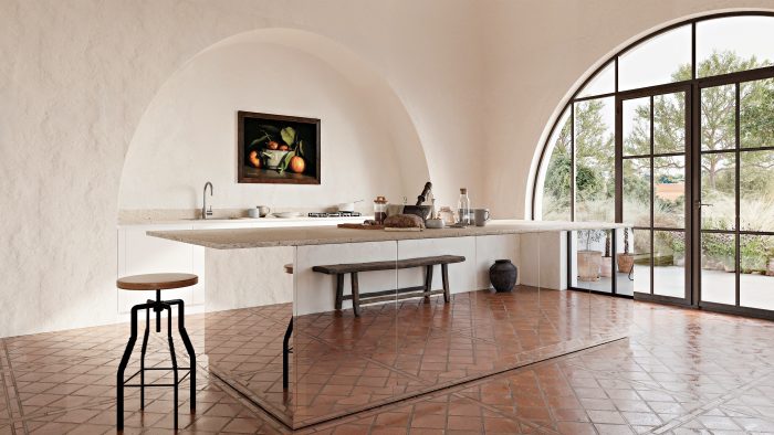 Image of a Kitchen with cabinets made with Laminate Panels in Silver in Reflection finish by Duramar.