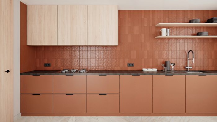 Image of a Kitchen with cabinetry made with Thermally Fused Laminate in Mojave by Duramar.